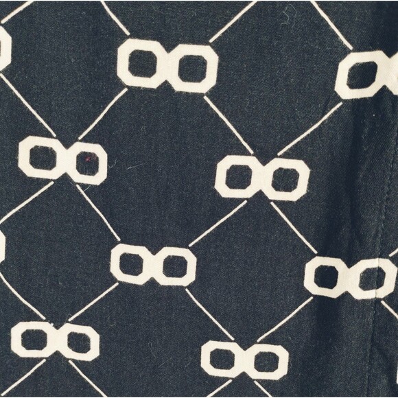 LBB Blouse Women's L Long Sleeve Button Up Cotton Black Tan Graphic 100% Cotton - Picture 5 of 10